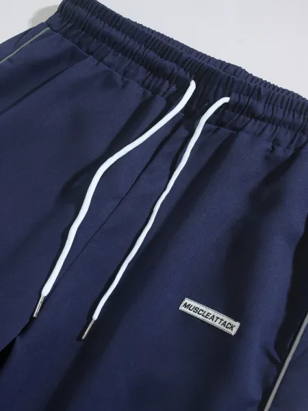 Design Muscle Attack Track Pants Black with White Stripe Sweatpants - 8