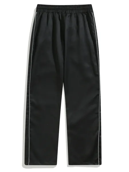 Design Muscle Attack Track Pants Black with White Stripe Sweatpants - 13