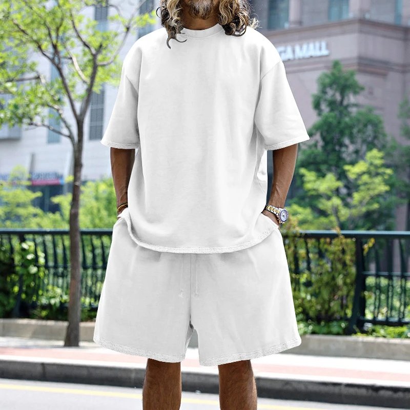 Design Oversized Two-Piece Set Light Blue Streetwear T-Shirt and Shorts - 4