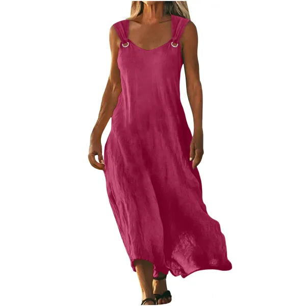 Design Sleeveless Ring-Strap Maxi Dress Red - 9