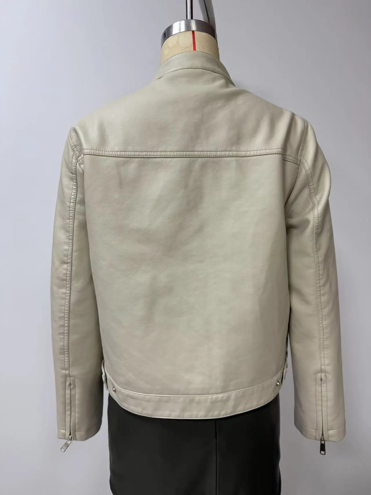 Design Faux Leather Moto Jacket Navy - 46