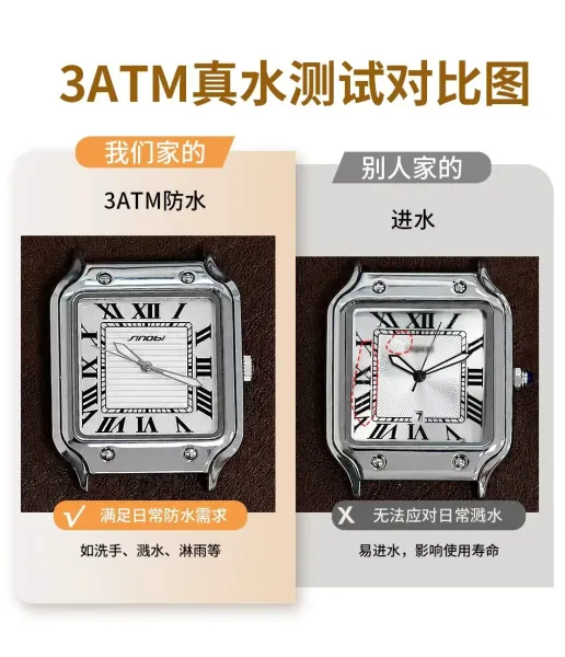 Design Sinobi Square Dial Blue Face Silver Stainless Steel Watch Watches - 5