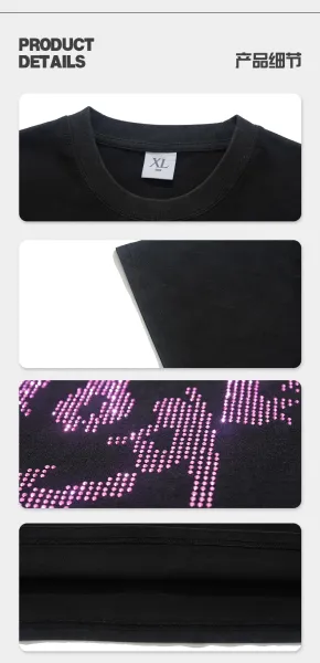 Design Graphic Print Circle Silhouette T-Shirt Black - 11