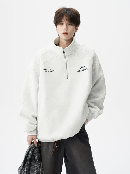 Design Half-Zip Oversized Hoodie Gray - 8