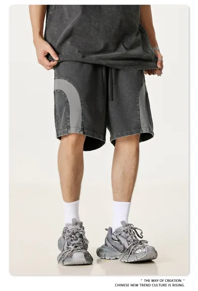 Design BE Thrived Army Green-Khaki Patchwork Shorts - 47
