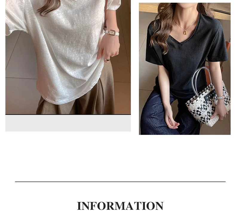 Design V-Neck Oversized T-Shirt Black - 5