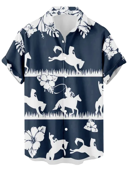 Design Cat Face Print Black Hawaiian Shirt - 32