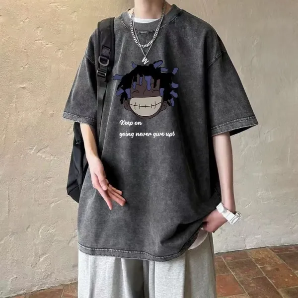Cactus Jack x Unknown Artist Graphic Oversized Washed Gray T-Shirt - 1
