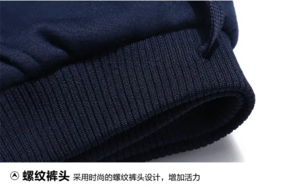 Design Classilal Embroidered Fleece-Lined Hoodie and Sweatpants Set Navy Tracksuit - 21
