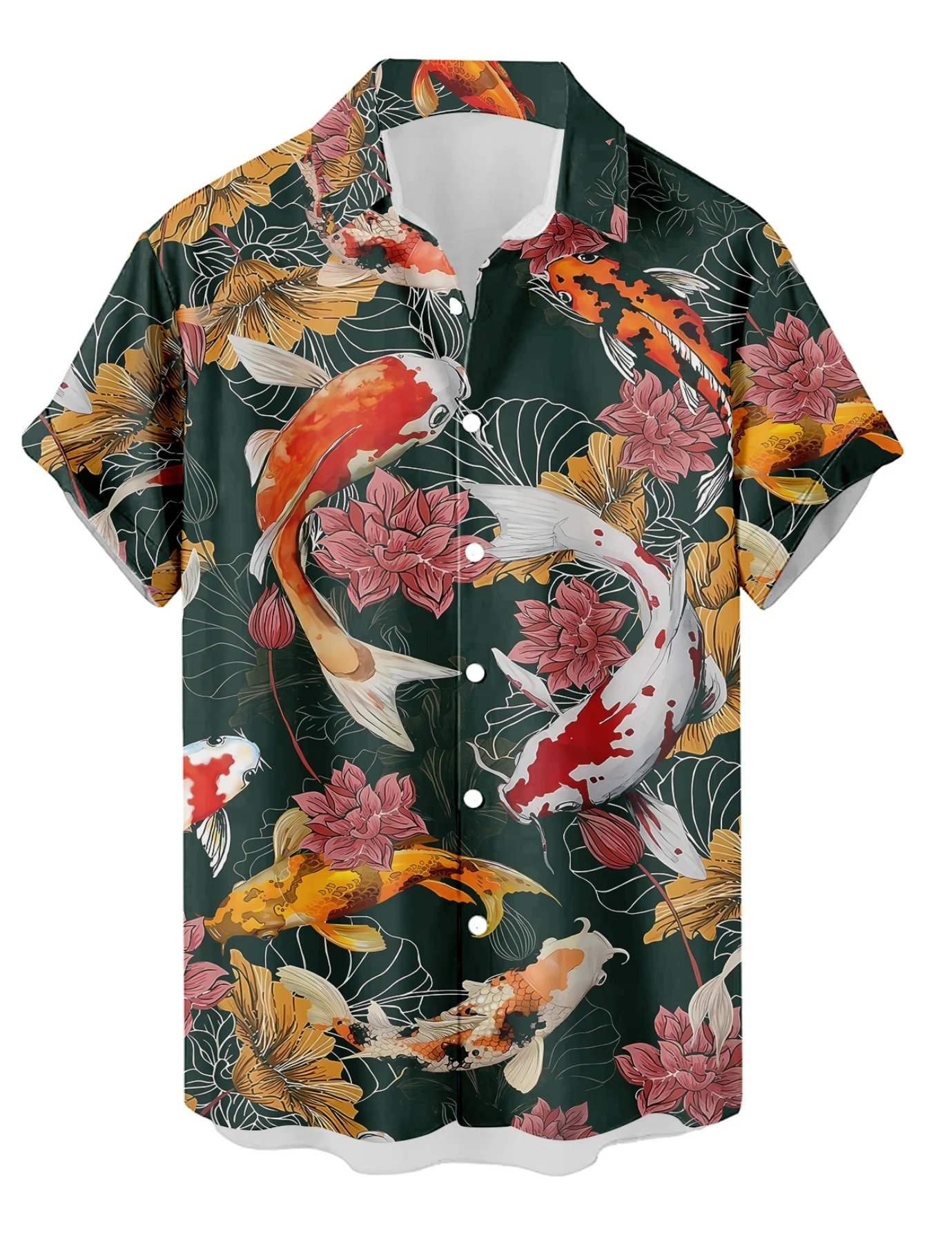 Design Cat Face Print Black Hawaiian Shirt - 4