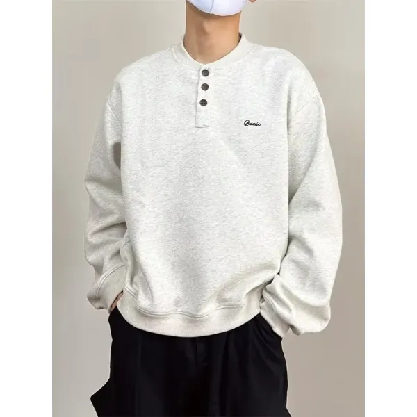 Design Quicis Henley Sweatshirt Light Gray Sweater - 27
