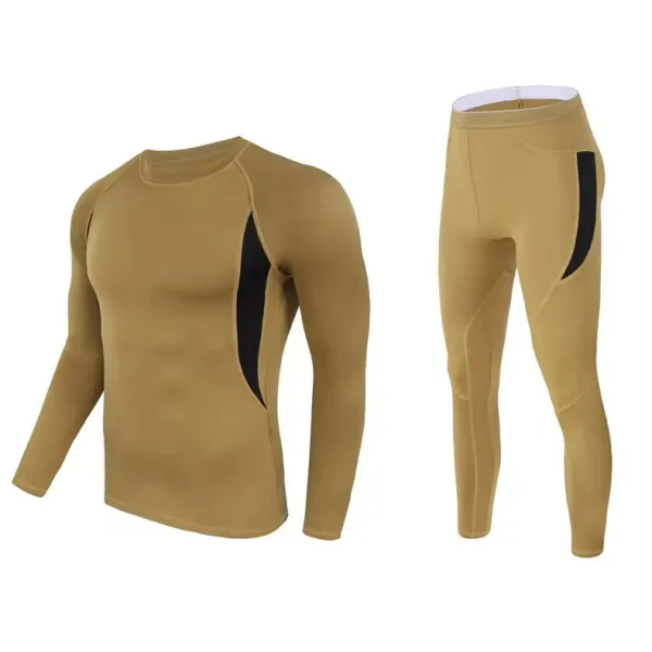 Design Base Layer Set Khaki with Black Panel Activewear - 1