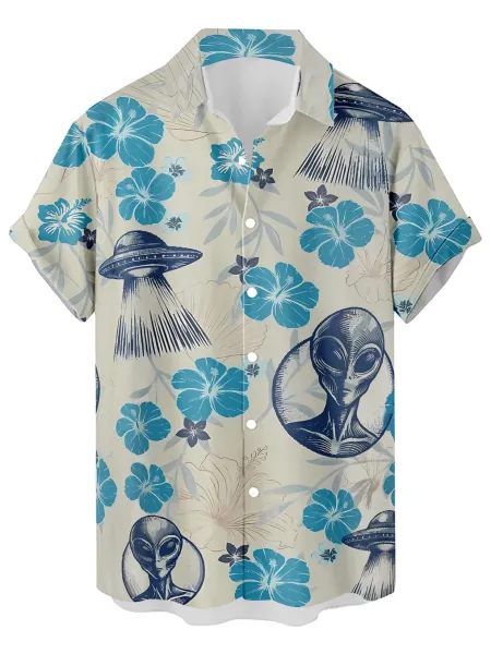 Design Cat Face Print Black Hawaiian Shirt - 16