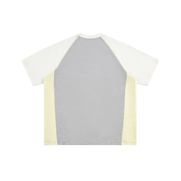 Design Raglan Sleeve Color-Block T-Shirt White Burgundy Brown - 7
