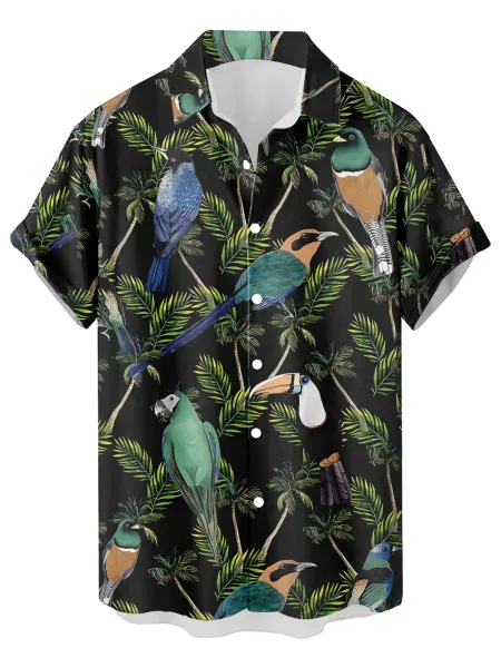 Design Cat Face Print Black Hawaiian Shirt - 18