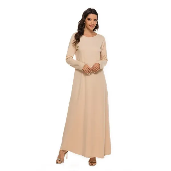 Design Long Sleeve Maxi Dress Beige - 1