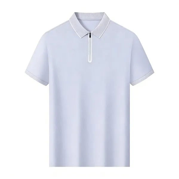 Design Zip-Neck Polo White Tops Polo - 8