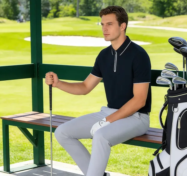 Design Zip-Neck Polo White Tops Polo - 4