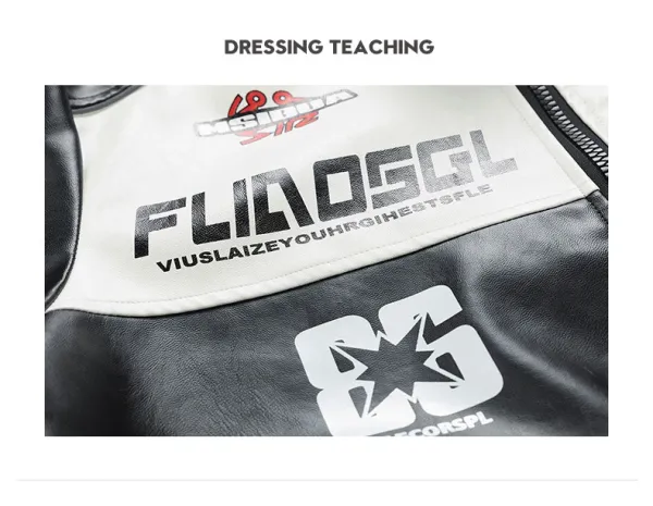 Design Racing-Inspired Graphic Bomber Jacket White / Black Outerwear Jacket - 2