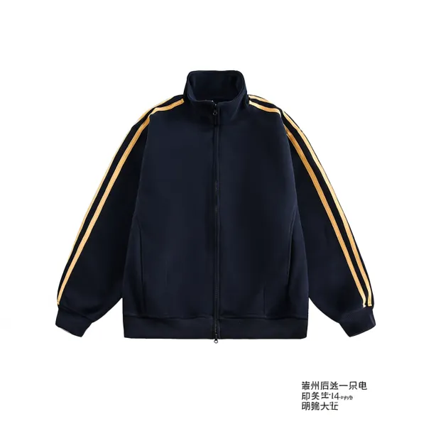 Design Track Jacket Navy with Gold Stripes Outerwear - 1