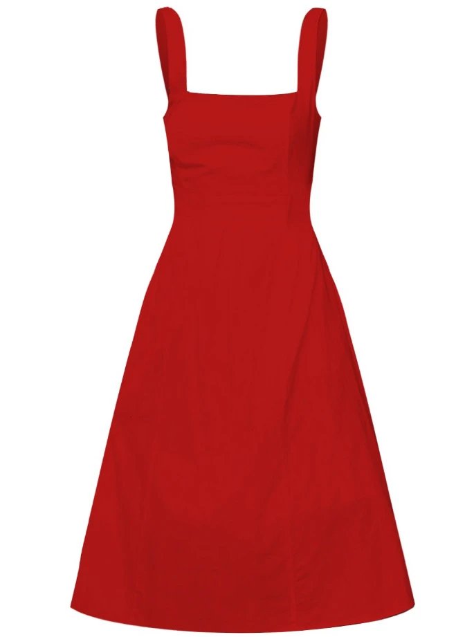 Design Square Neck Midi Dress White - 15