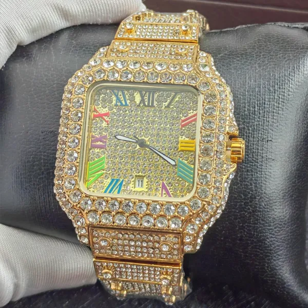 Design Square Crystal-Encrusted Watch Multicolor Rose Gold Tone Watch Watches - 14