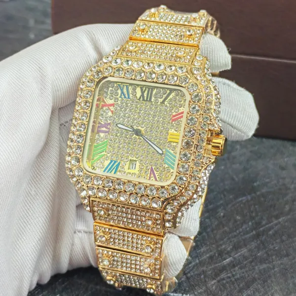 Design Square Crystal-Encrusted Watch Multicolor Rose Gold Tone Watch Watches - 15