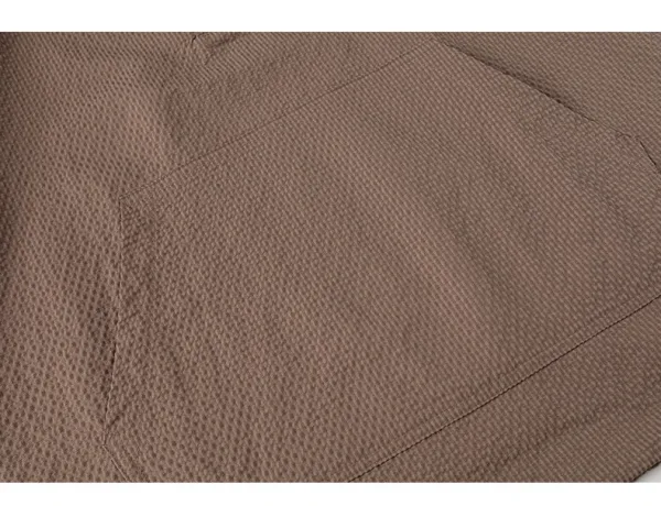 Design Waffle-Textured Half-Zip Poncho Top Brown - 21