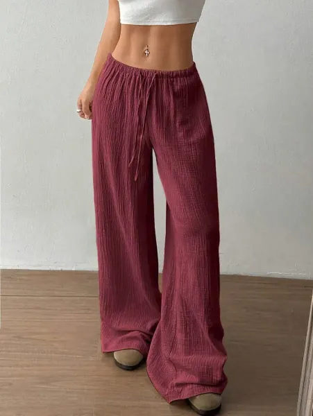 Design Wide-Leg Crinkle Cotton Pants White - 9