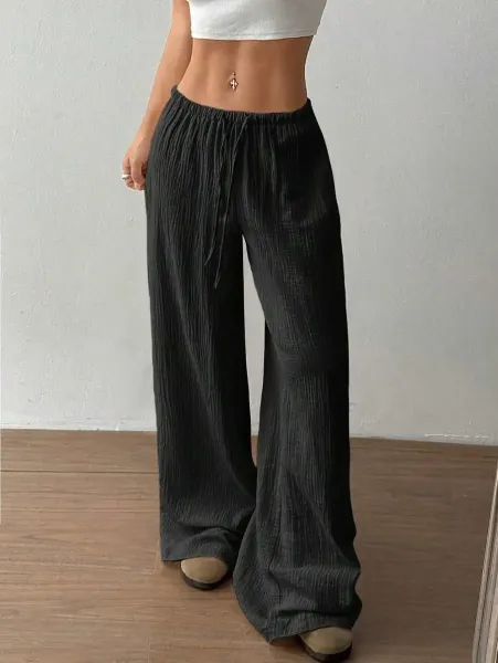 Design Wide-Leg Crinkle Cotton Pants White - 18
