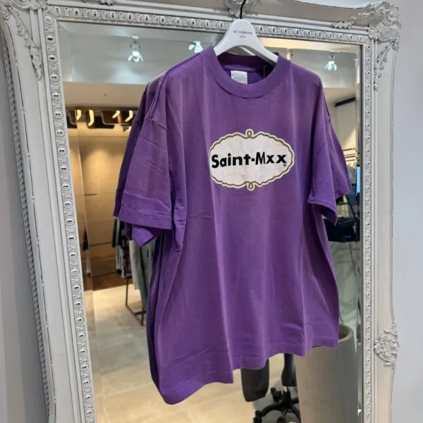 Design Saint-Mxx Logo Graphic T-Shirt Purple T-Shirts - 1