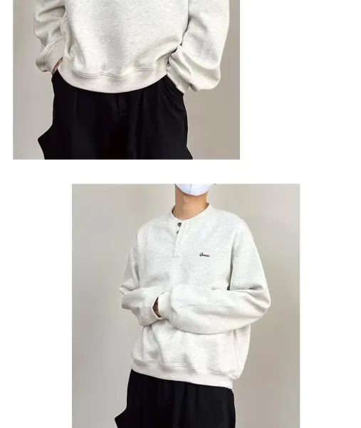 Design Quicis Henley Sweatshirt Light Gray Sweater - 20