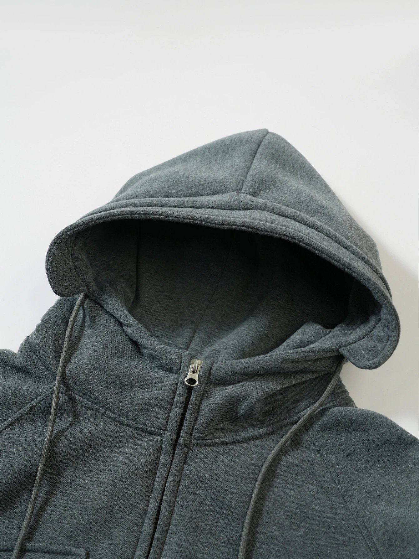 Design Zip-Up Hoodie with Utility Pockets Charcoal Gray Hoodie - 48