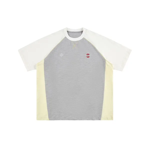 Design Raglan Sleeve Color-Block T-Shirt White Burgundy Brown - 6