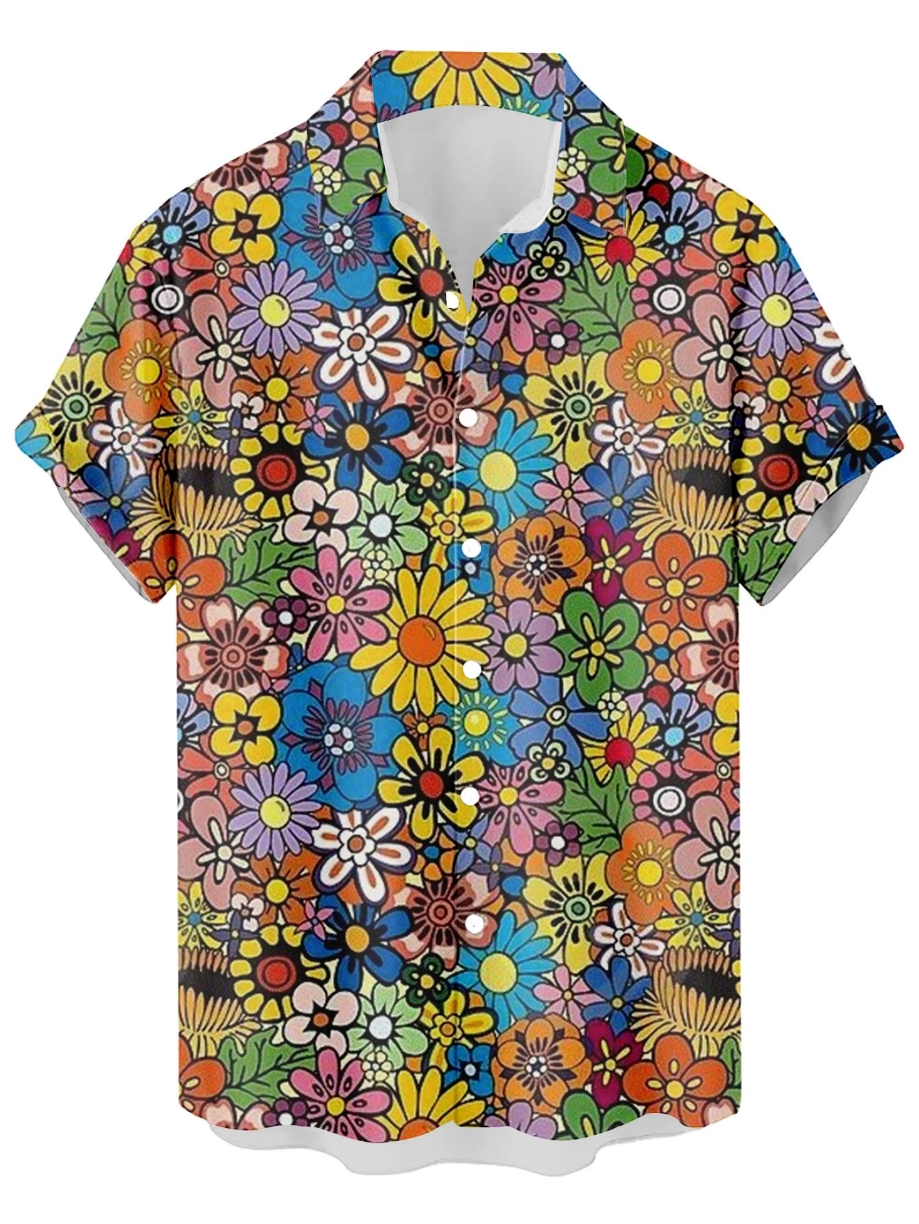 Design Cat Face Print Black Hawaiian Shirt - 40