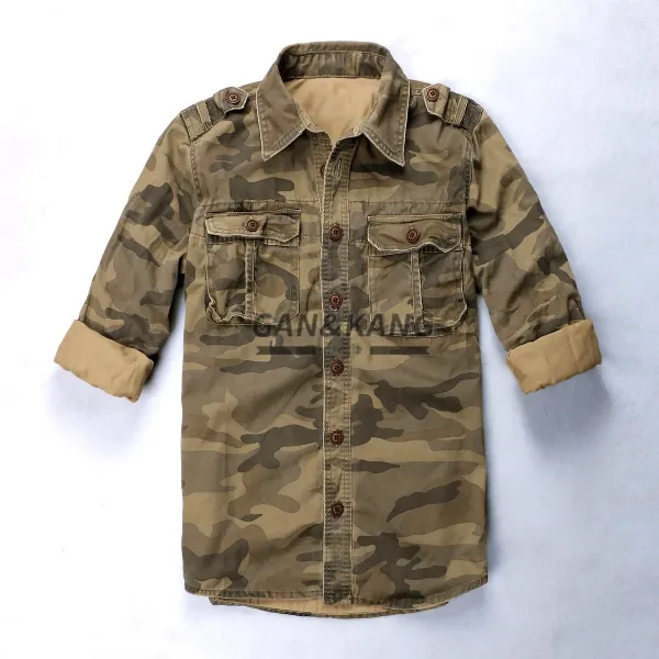 Design Camouflage Utility Shirt Beige Green Multicolor Shirt - 1