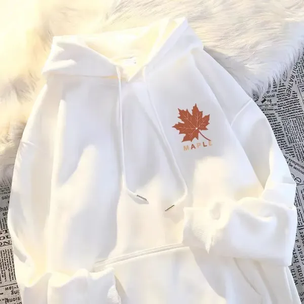 Design Maple Leaf Graphic Hoodie Gray Hoodie - 3