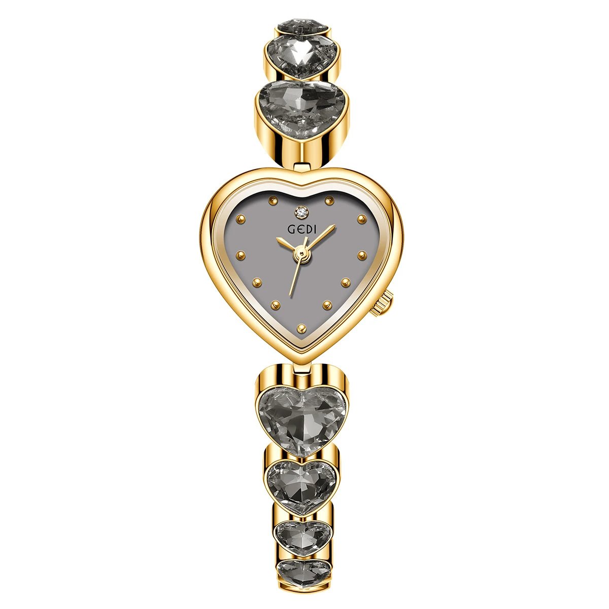 Design GEDI Heart-Shaped Crystal Dial Gold-Tone Watch Watches
