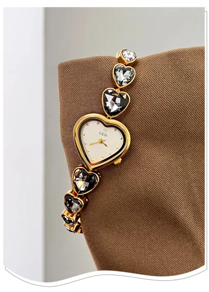 Design GEDI Heart-Shaped Emerald Green Quartz Watch Watches - 6