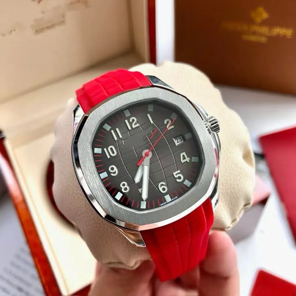 Patek Philippe Aquanaut Chronograph Red Rubber Strap Mechanical Watch Watches