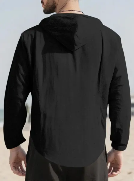 Design Hooded Button-Up Shirt Red - 15