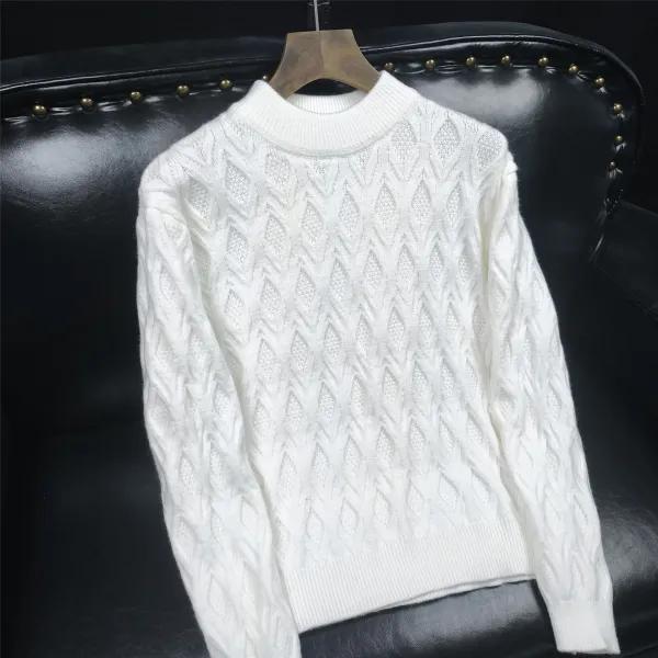 Design Cable Knit Diamond Pattern Turtleneck Sweater Black - 12