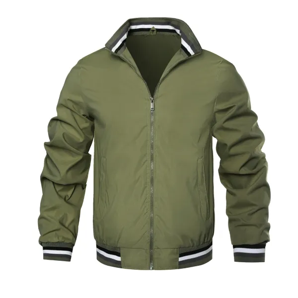 Design Bomber Jacket Army Green Windbreaker Outerwear - 8