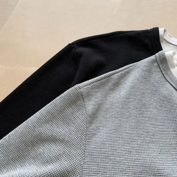 Design Layered V-Neck Thermal Gray Long Sleeve Top - 15
