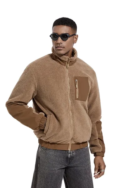 Design Fleece Sherpa Jacket Beige Outerwear - 28