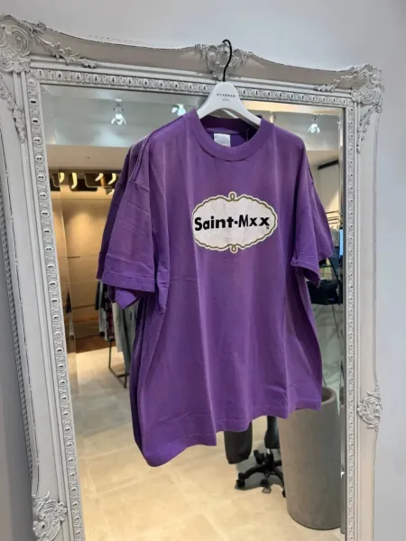 Design Saint-Mxx Logo Graphic T-Shirt Purple T-Shirts - 11