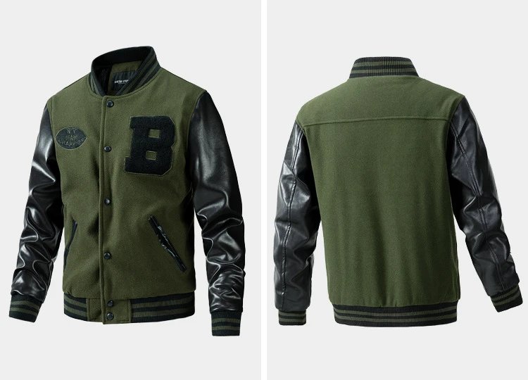 Mitchell & Ness Letterman Jacket Gray Black Outerwear Jacket - 10