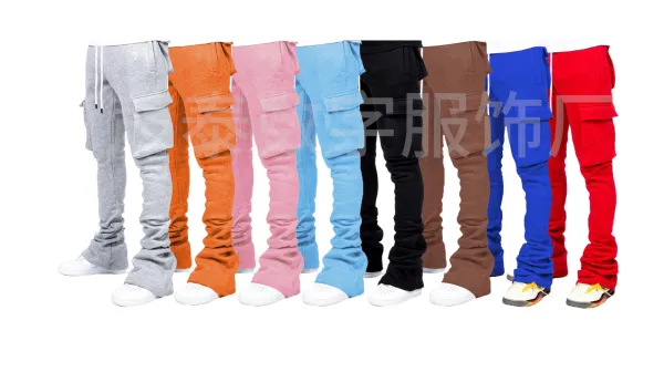 Design Cargo Sweatpants Black with White Drawstring - 2