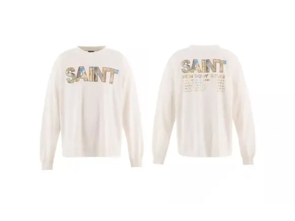 Design Saint New Body Rules Graphic Long-Sleeve T-Shirt White T-Shirts - 1