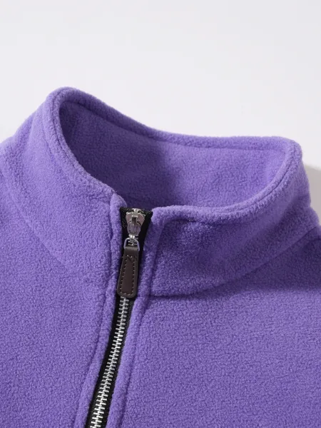 Design Quarter-Zip Fleece Pullover Black Sweater - 45